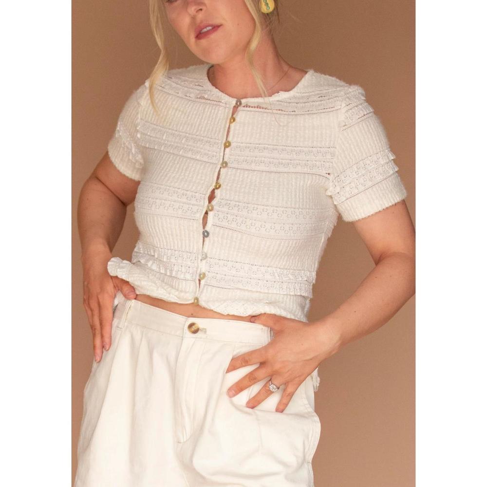 NEW RAISONNEL lois lace ruffle top in ivory